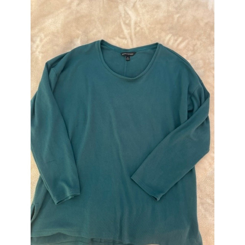 Banana Republic Teal Green Long Sleeve Knit Crew Neck Top Womens Size M